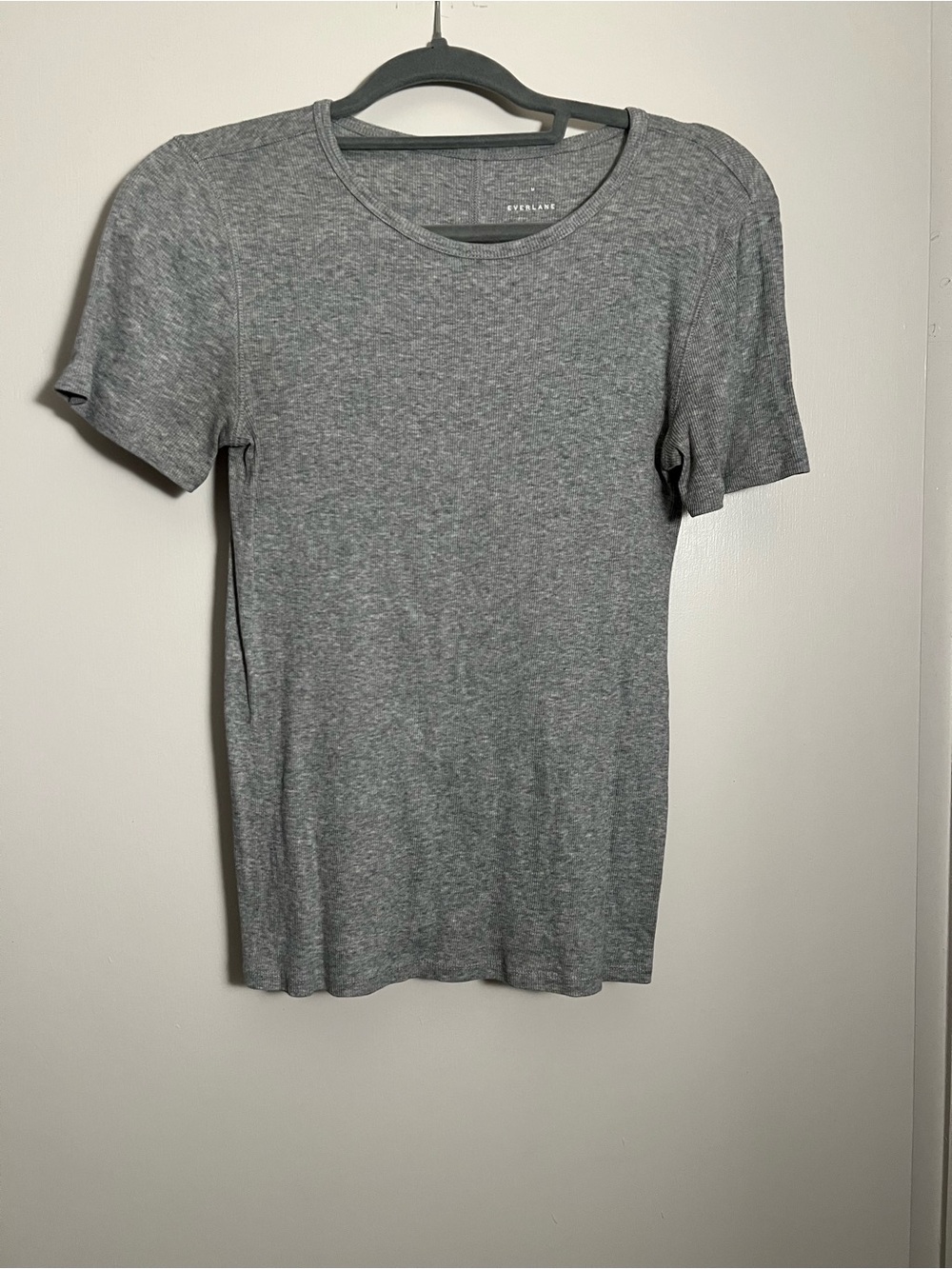 Everlane Luxe Rib Crew Tee in Heathered Grey